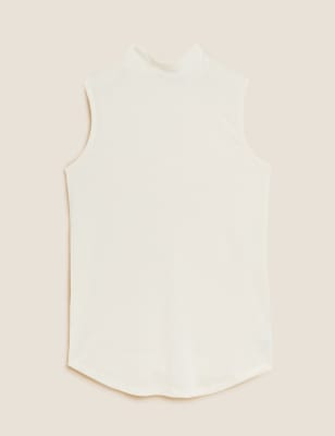 

Womens M&S Collection High Neck Sleeveless Vest Top - Bayleaf, Bayleaf