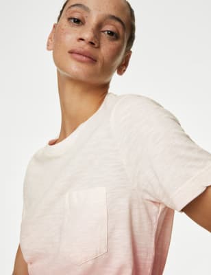 

Womens M&S Collection Pure Cotton Ombre T-Shirt - Pink Mix, Pink Mix