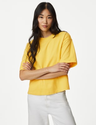 

Womens M&S Collection Pure Cotton T-Shirt - Sunshine, Sunshine