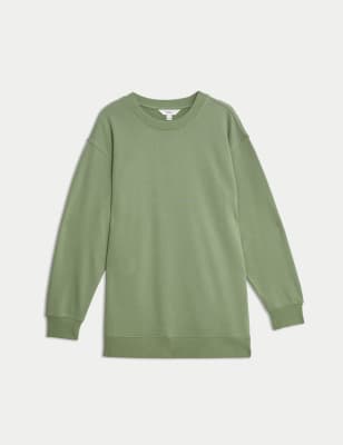 

Womens M&S Collection Cotton Rich Oversized Longline Sweatshirt - Sage Green, Sage Green