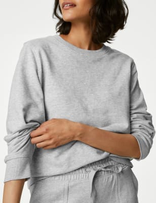 

Womens M&S Collection The Cotton Rich Crew Neck Sweatshirt - Grey Marl, Grey Marl