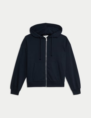 

Womens M&S Collection Hoodie mit hohem Baumwollanteil in normaler Passform - Midnight Navy, Midnight Navy