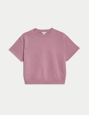 

Womens M&S Collection Cotton Rich Crew Neck Sweatshirt - Mauve, Mauve