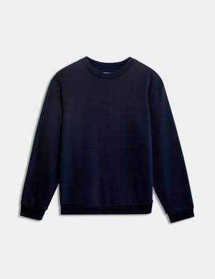 

Womens M&S Collection Cotton Rich Crew Neck Sweatshirt - Navy, Navy