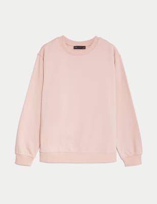 

M&S Collection Sudadera de algodón con escote cerradoWomens - Pink Shell, Pink Shell