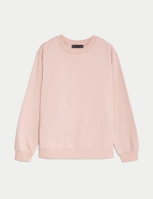 

Womens M&S Collection Cotton Rich Crew Neck Sweatshirt - Pink Shell, Pink Shell