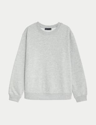 

Womens M&S Collection Cotton Rich Crew Neck Sweatshirt - Grey Marl, Grey Marl