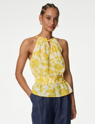 

Womens M&S Collection Floral Halter Neck Cami Top - Yellow Mix, Yellow Mix