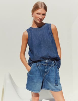 Denim Crew Neck Vest Top - MV