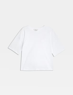 

Womens M&S Collection Pure Cotton Relaxed Boxy Top - Soft White, Soft White