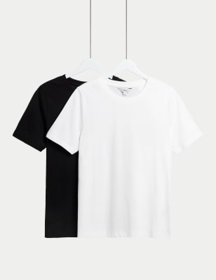 

Womens M&S Collection 2pk Pure Cotton T-Shirt - Black/White, Black/White