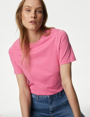 

Womens M&S Collection Pure Cotton Everyday Fit T-Shirt - Pink, Pink