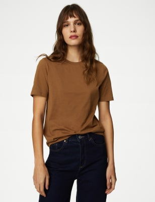 

Womens M&S Collection Pure Cotton Everyday Fit T-Shirt - Toffee, Toffee