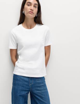 

Womens M&S Collection Pure Cotton Everyday Fit T-Shirt - White, White