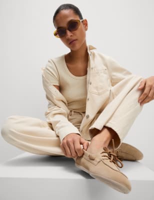 

M&S Collection Camiseta de algodón con escote abiertoWomens - Beige Marl, Beige Marl