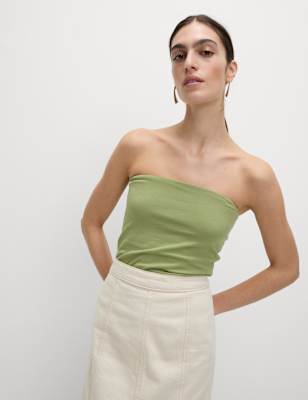 

Womens M&S Collection Cotton Rich Bandeau Top, Fern Green