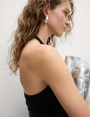 

Womens M&S Collection Cotton Rich Halter Neck Vest Top, Black