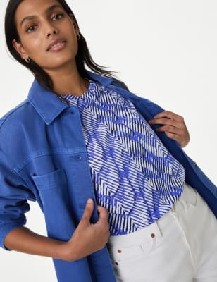 

M&S Collection Camiseta informal estampadaWomens - Blue Mix, Blue Mix