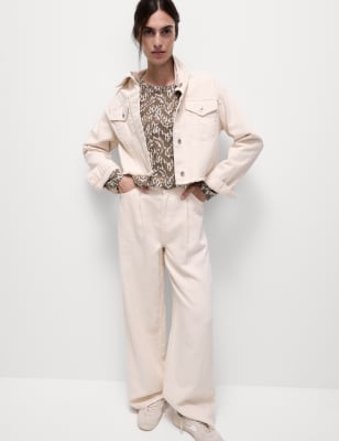 

Womens M&S Collection Bedrucktes Oberteil aus reiner Baumwolle - Brown Mix, Brown Mix