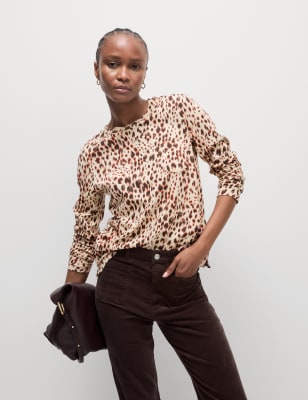 

Womens M&S Collection Pure Cotton Printed Top - Orange Mix, Orange Mix