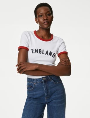 

Womens M&S Collection Pure Cotton Football T-Shirt - Red Mix, Red Mix