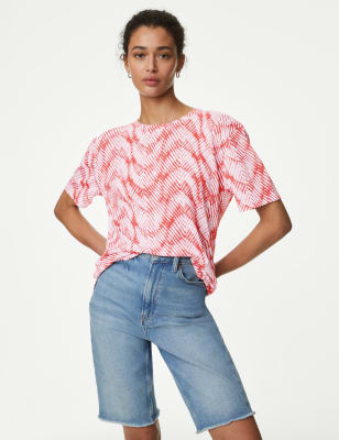 

Womens M&S Collection Bedrucktes T-Shirt in bequemer Passform - Light Pink Mix, Light Pink Mix