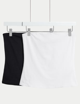 

Womens M&S Collection 2pk Cotton Rich Bandeau Tops - White/Black, White/Black