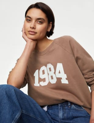 

Womens M&S Collection Pure Cotton Slogan Sweatshirt - Neutral Brown, Neutral Brown