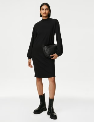 

Womens M&S Collection High Neck Cosy Mini Jumper Dress - Black, Black