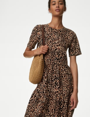 

Womens M&S Collection Jersey Animal Print Skater Dress - Natural Mix, Natural Mix