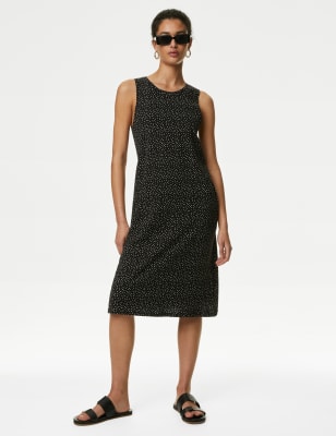 

Womens M&S Collection Pure Cotton Spot Print Mini Shift Dress - Black Mix, Black Mix