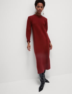 

Womens M&S Collection Jersey Round Neck Midi Column Dress - Dark Red, Dark Red