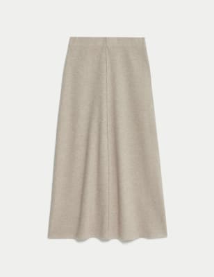 

Womens M&S Collection Cotton Blend Midi A-Line Skirt - Grey, Grey