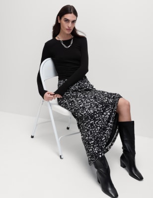 

Womens M&S Collection Jersey Printed Midaxi Skirt - Black Mix, Black Mix