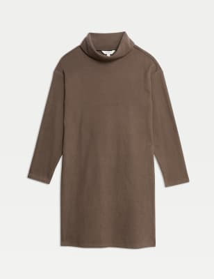 

Womens M&S Collection Jersey Funnel Neck Mini Jumper Dress - Mole, Mole