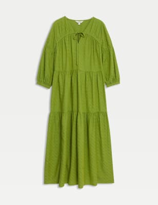 

Womens M&S Collection Cotton Rich V-Neck Midaxi Relaxed Dress - Bright Green, Bright Green