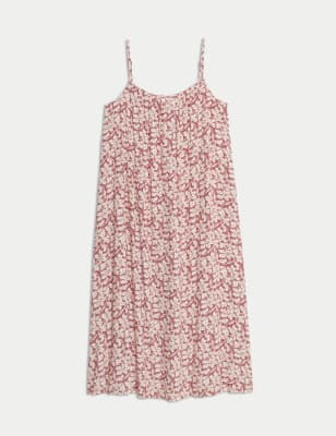 

Womens M&S Collection Printed Square Neck Midi Cami Slip Dress - Red Mix, Red Mix