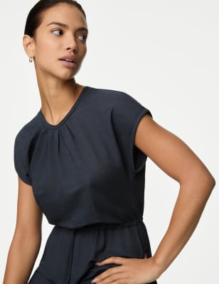 

Womens M&S Collection Midikleid mit hohem Modalanteil und Bindegürtel - Navy, Navy