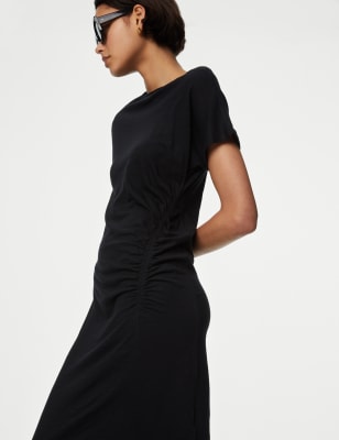 

Womens M&S Collection Jersey Ruched Midi Column Dress - Black, Black