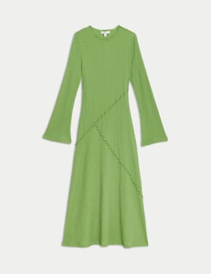 

Womens M&S Collection Jersey Textured Midaxi Relaxed Skater Dress - Bright Green, Bright Green