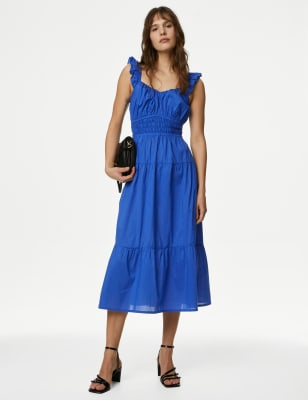 

Womens M&S Collection Pure Cotton Sweetheart Neckline Midi Dress - Iris, Iris