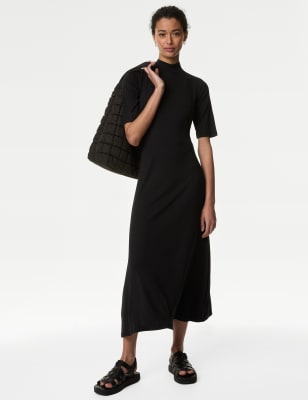 

Womens M&S Collection Jersey Funnel Neck Maxi Column Dress - Black, Black