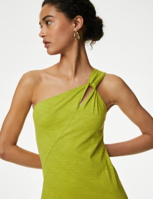 

M&S Collection Vestido informal a media pierna con hombro descubierto 100% algodónWomens - Winter Lime, Winter Lime