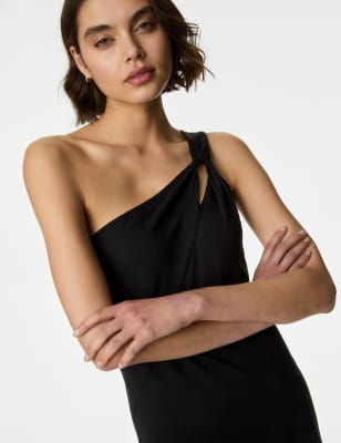 

Womens M&S Collection Bequemes schulterfreies Midikleid aus reiner Baumwolle - Black, Black