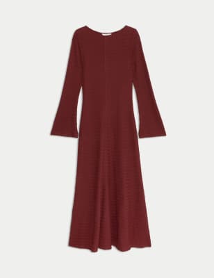 

Womens M&S Collection Textured Round Neck Midi Column Dress - Dark Red, Dark Red