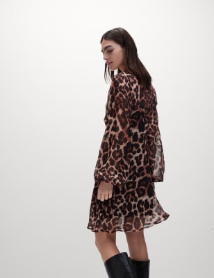 

Womens M&S Collection Chiffon Animal Print Mini Waisted Dress - Natural Mix, Natural Mix