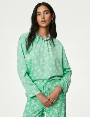 

Womens M&S Collection Floral Round Neck Top - Green Mix, Green Mix