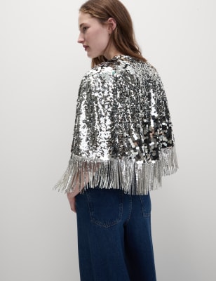 

Womens M&S Collection Sparkly Cape - Silver, Silver