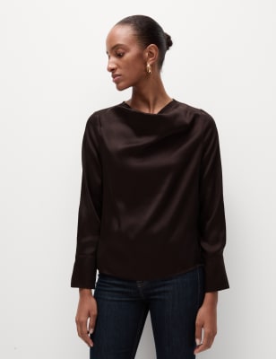 

Womens M&S Collection Cowl Neck Blouse - Dark Chocolate, Dark Chocolate