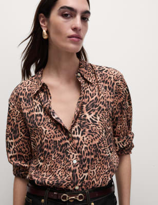 

Womens M&S Collection Printed Collared Shirt - Brown Mix, Brown Mix